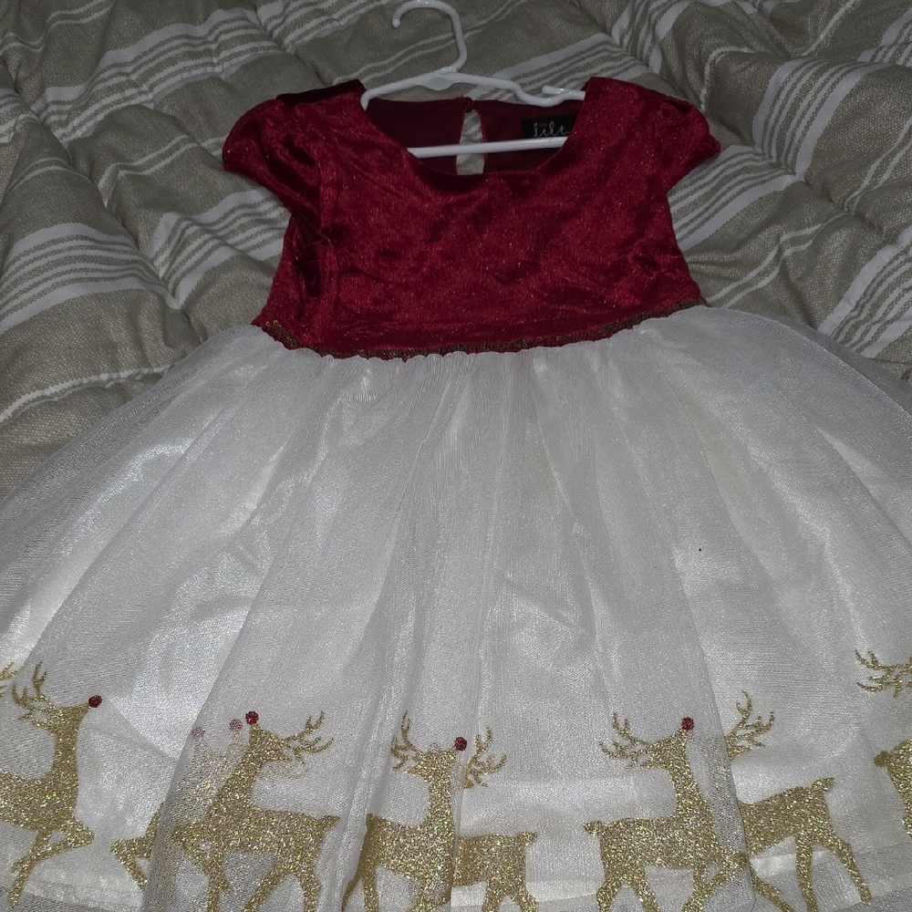 jcpenney Red and White Reindeer Tulle Holiday Dress